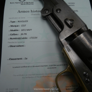 Rare arme de collection Colt 1851 Excellent canon Calibre 36 Fabrication 1863