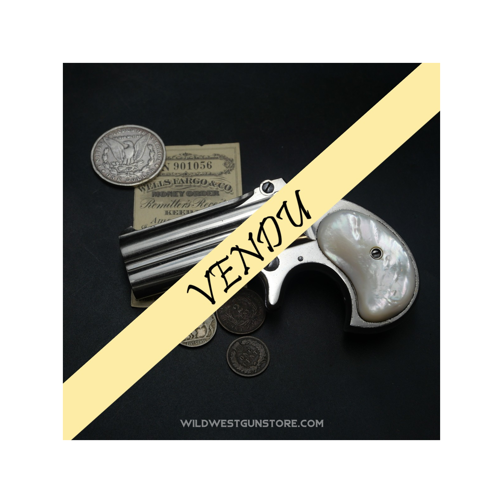 Superbe Pistolet Remington Derringer canons miroirs cal.41