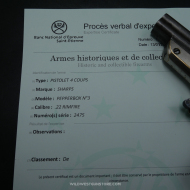 Pistolet Sharps calibre 22 Modèle 3 de collection