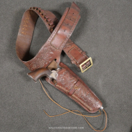 Ceinturon et Holster motif floral avec porte cartouches pour revolver canon long