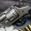 Rare Smith & Wesson Western Frontier DA Canon 4'' miroir Cal..44-40 – Nickelage d’Origine