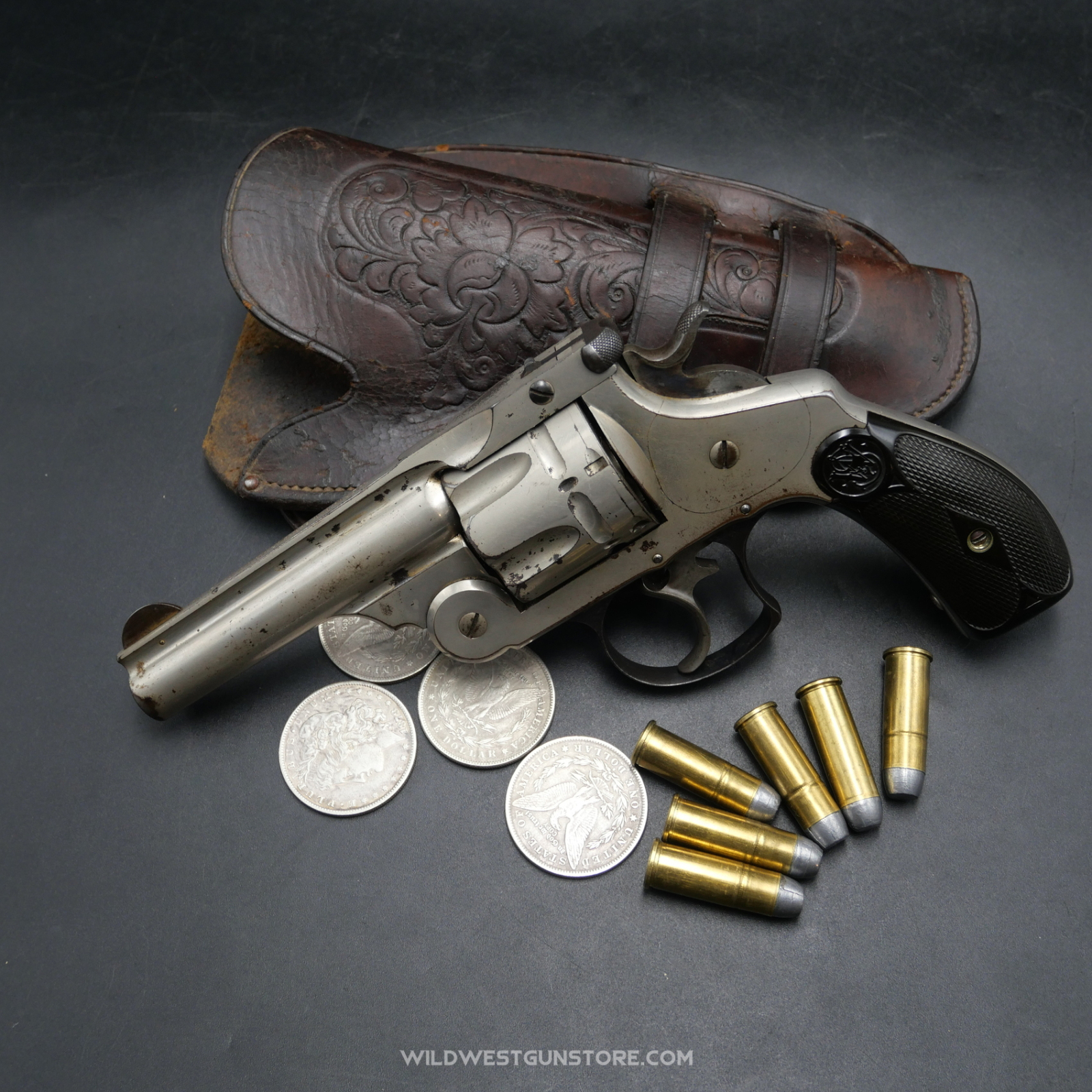 Rare Smith & Wesson Western Frontier DA Canon 4'' miroir Cal..44-40 – Nickelage d’Origine
