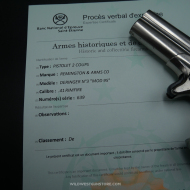 Derringer Remington 95 calibre .41 Rimfire – Pistolet de collection poudre noire du Far West