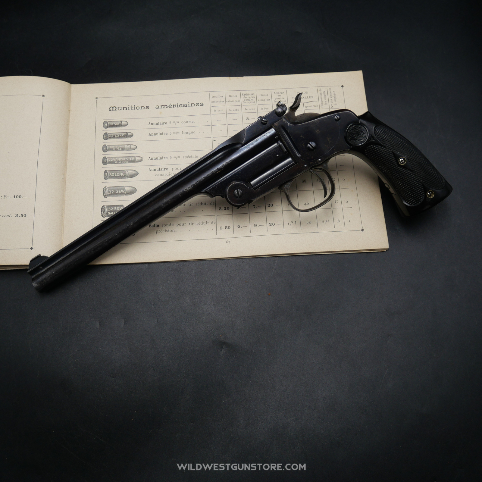 Pistolet de collection et tir Smith & Wesson 1891 Canon miroir 8'' miroir