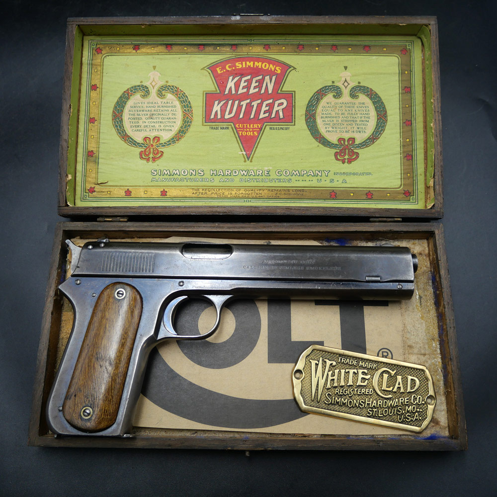 Pistolet De Collection Colt Automatic 1900 Intouché, Beau Canon Cal.38 Et Coffret