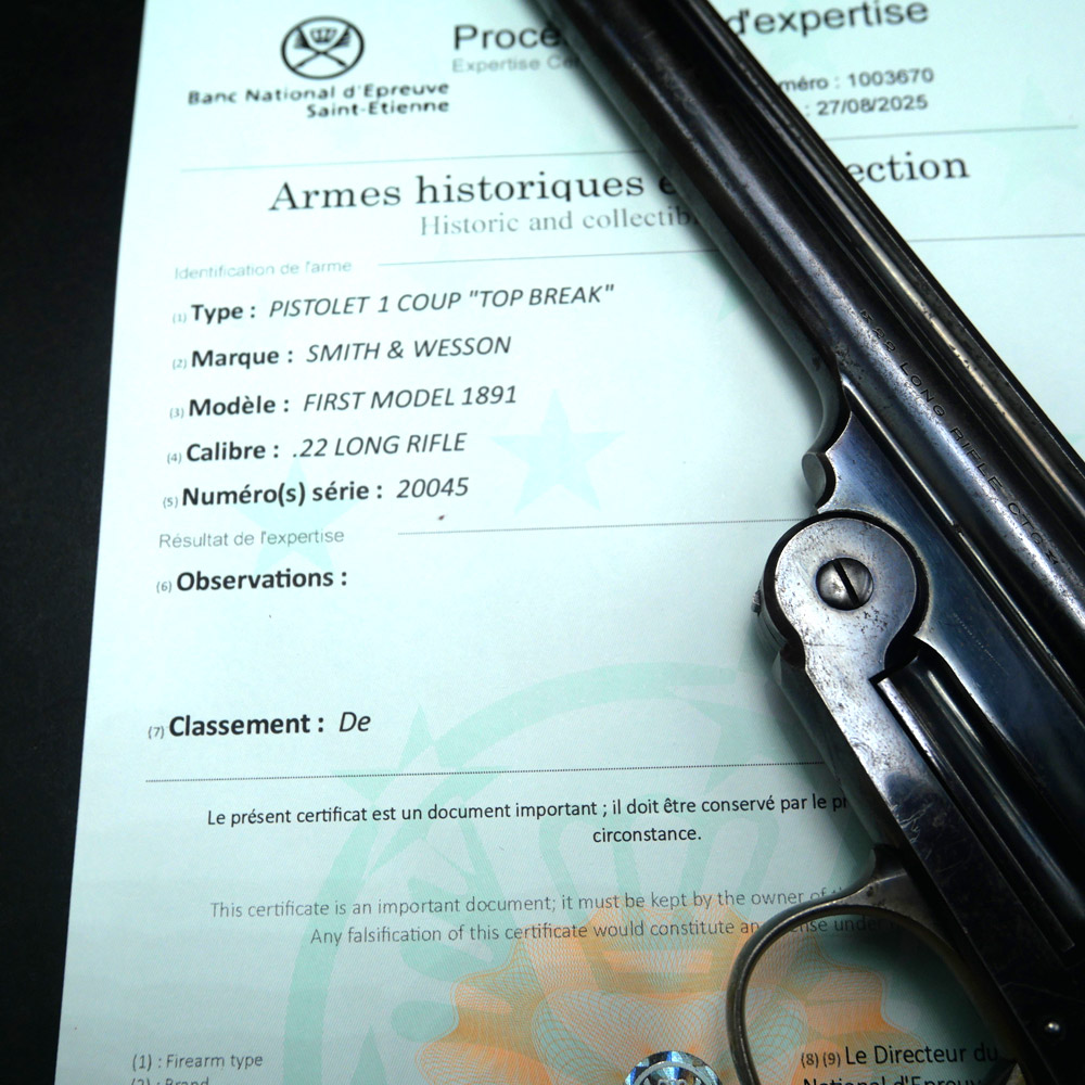Pistolet De Collection Et De Tir Smith Wesson 1891 1st Model Beau Canon 22 LR