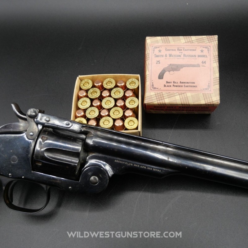 Boite 25 Cartouches Métalliques Poudre Noire Calibre .44 Russian Smith Wesson