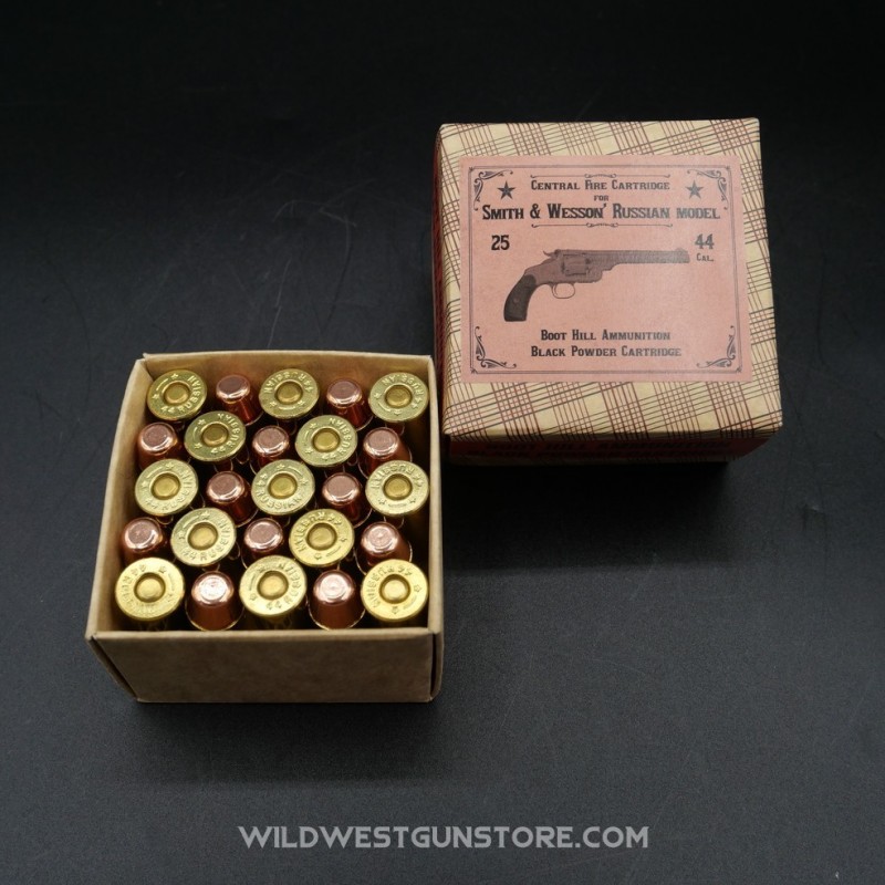 Boite 25 Cartouches Métalliques Poudre Noire Calibre .44 Russian Smith Wesson