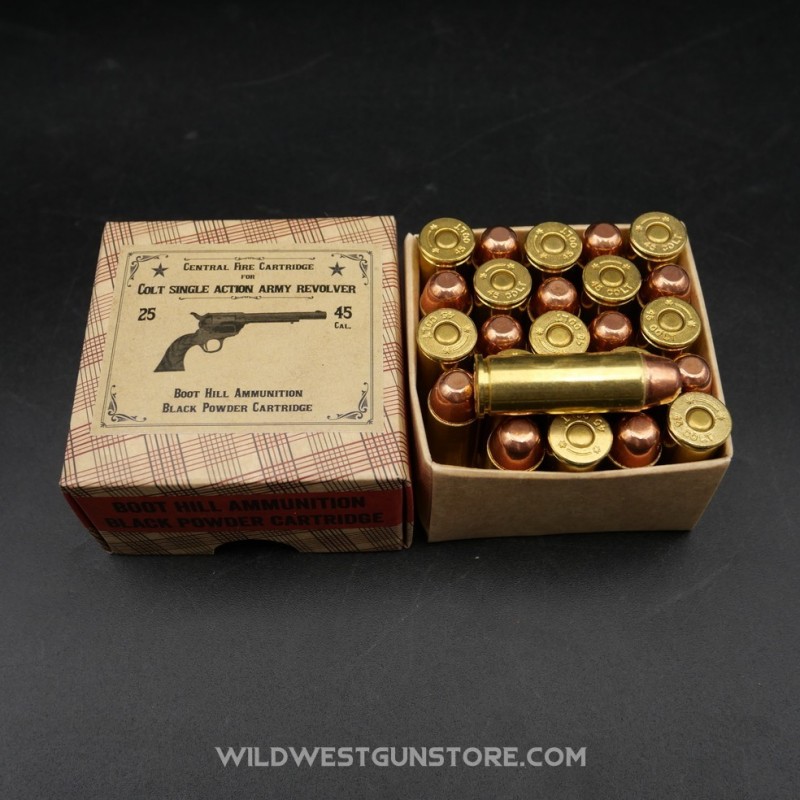 Boite 25 Cartouches Métalliques Colt Calibre.45LC Poudre Noire