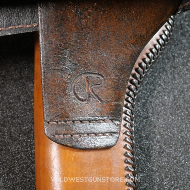 Holster Western Revolver Cuir Repoussé Cartouchière Cal.45