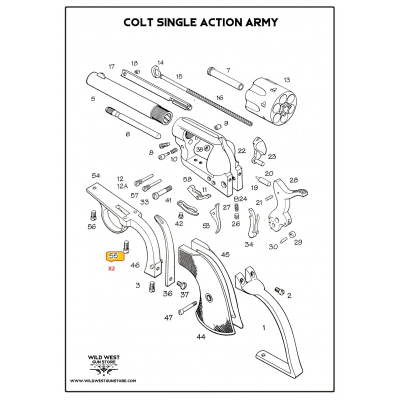 Lot 2 Vis Arrière Pontet Colt SAA, Rear Guard Screws
