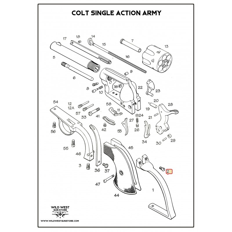 Lot 2 Vis Poignée Colt Collection SAA, Backstrap Screws