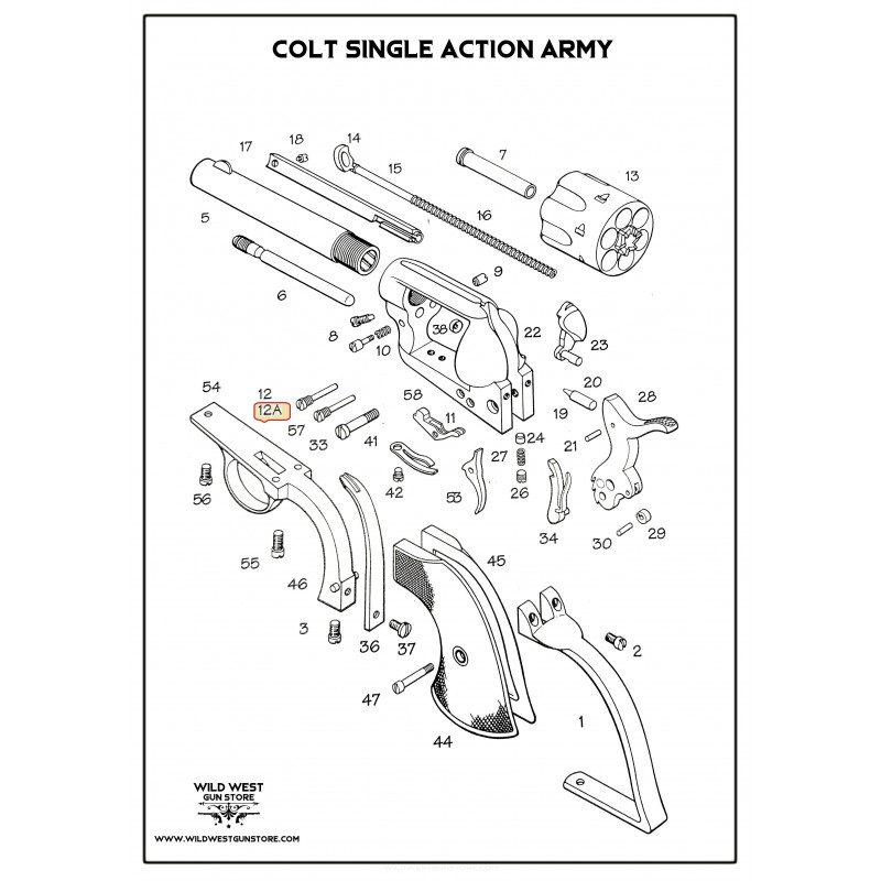 Lot 3 Vis Corps Pour Colt De Collection SAA, Finition Brut