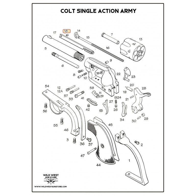 Pièce Pour Revolver Colt Vis Tête Éjecteur, Ejector Tube Rod