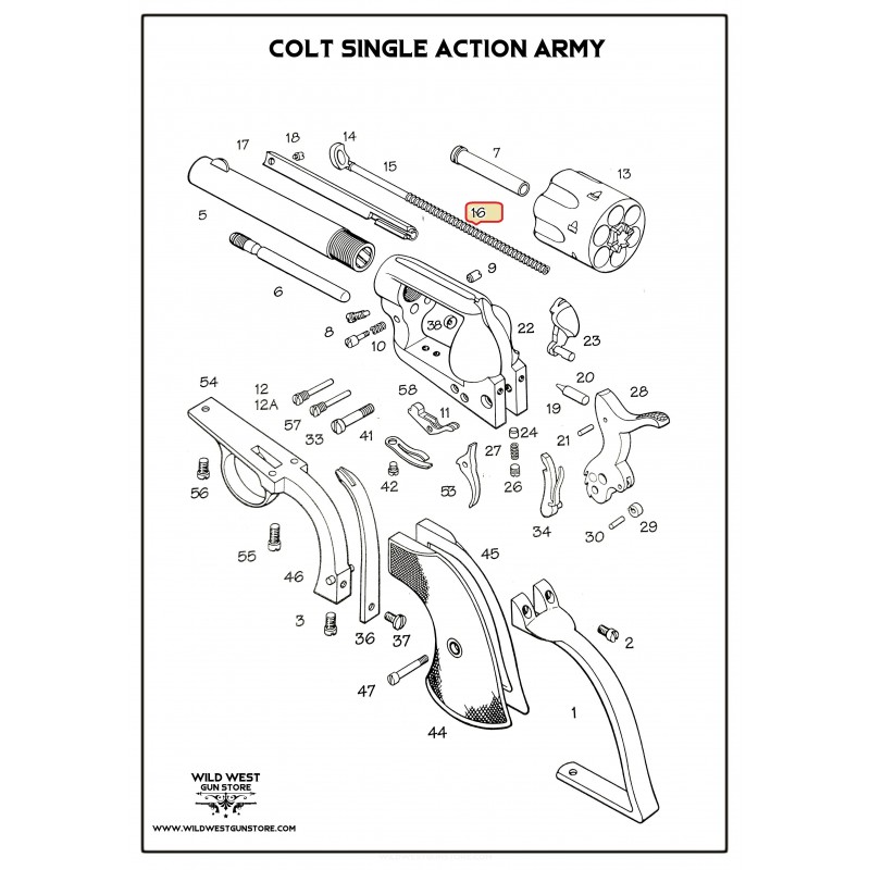 Ressort Pour Tige Éjecteur Colt Revolver, Ejector Spring