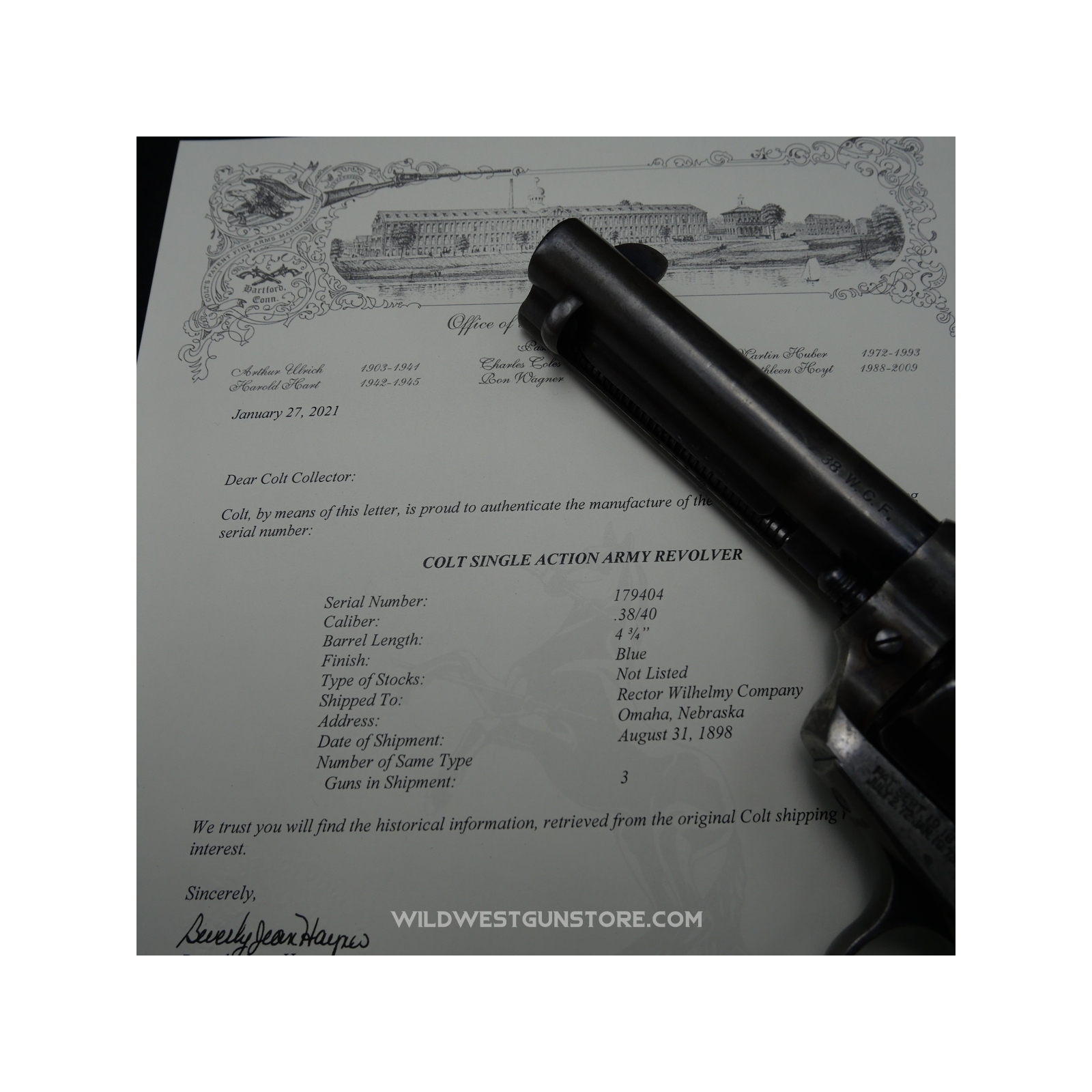 Colt "Smokeless Frame," No Play, .38-40 Caliber, with Colt Letter