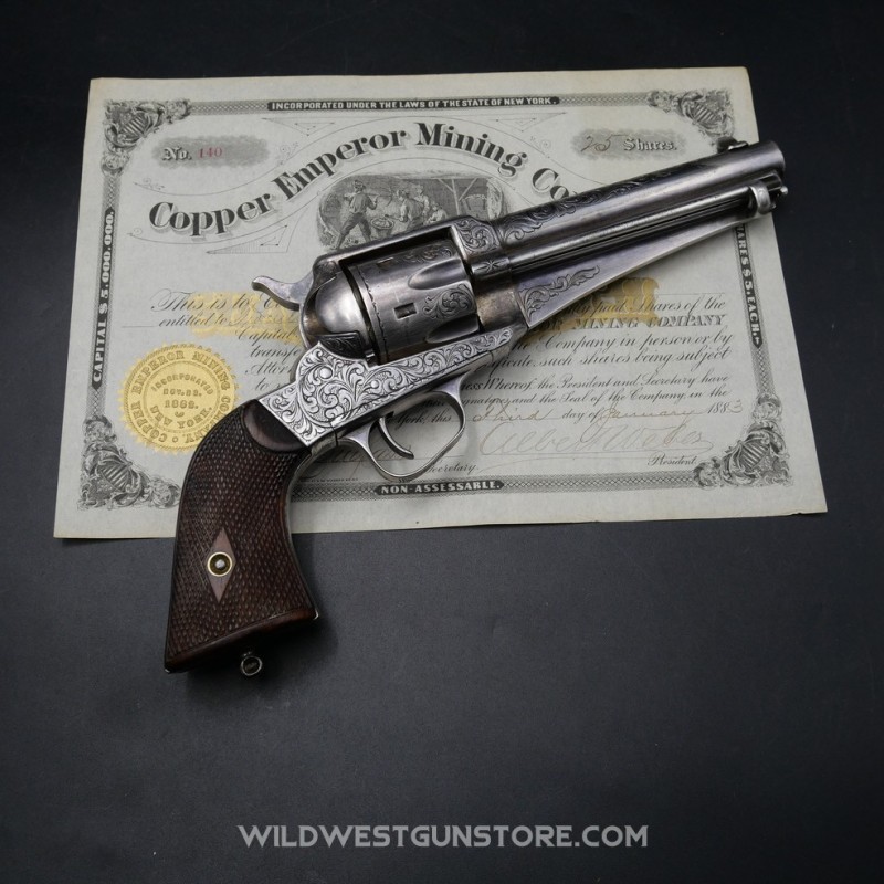 Exceptionnel Remington 1875 Gravé Calibre 45 Canon 5''1/2