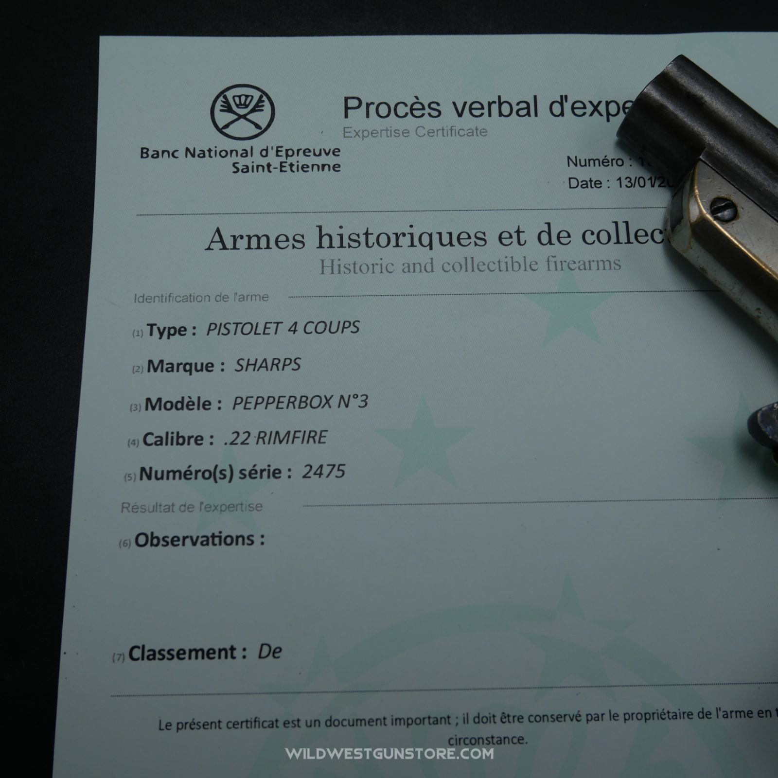 Pistolet Sharps Calibre 22 Modèle 3 De Collection – Image 2