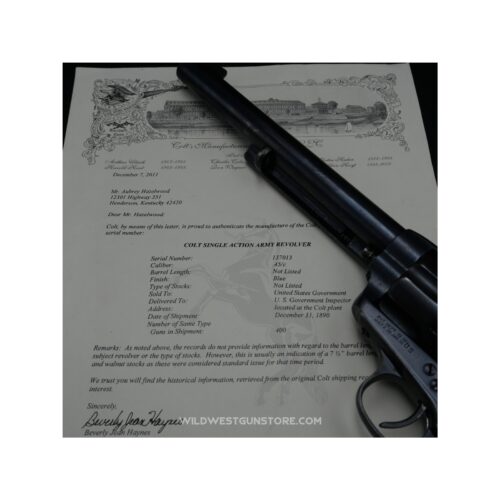 Rare Colt Cavalry Revolver 1890 Cal.45 Et Sa Lettre Colt