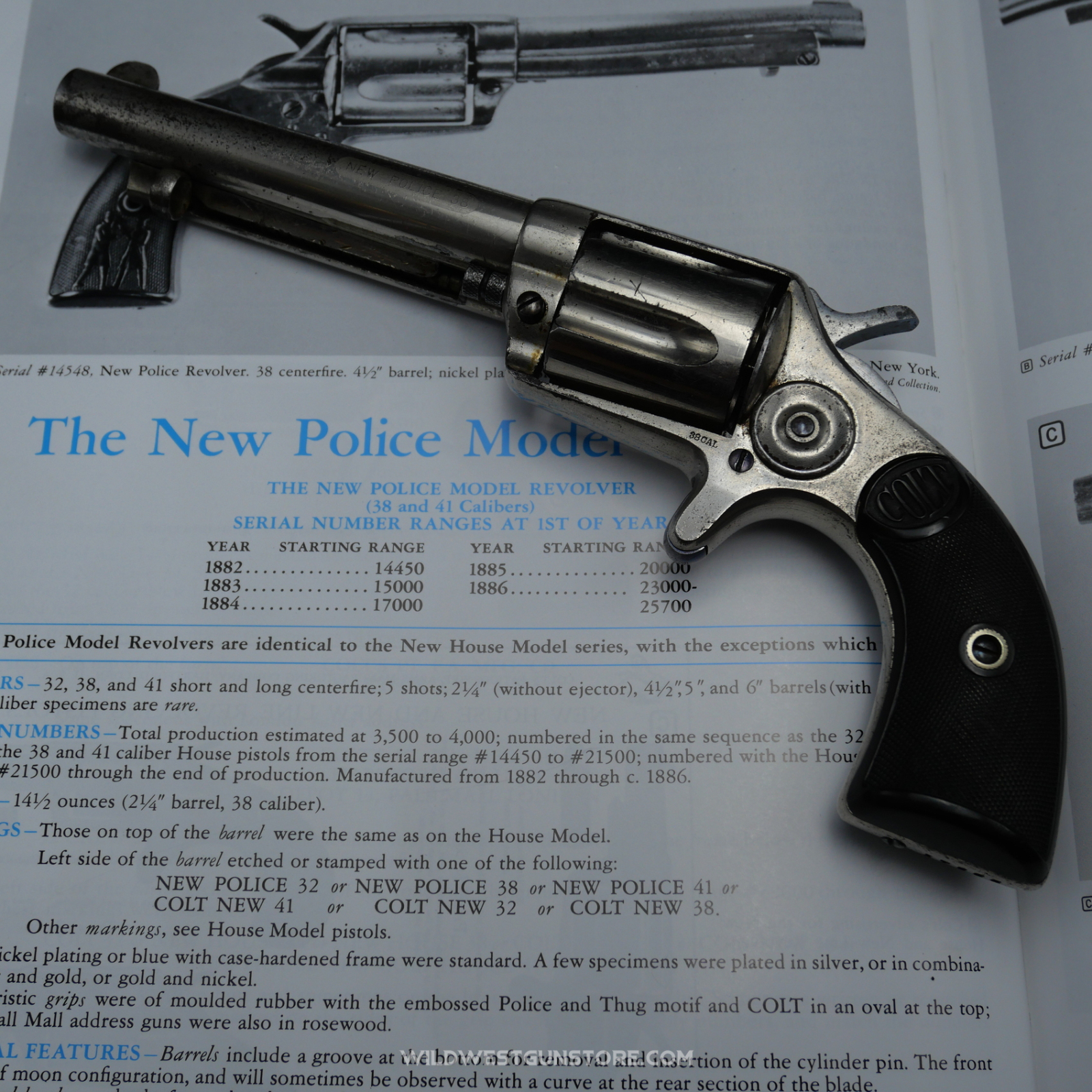 Rare Revolver New Police Cal. 38 'Cop And Thug' Excellent État Nickelage D'origine
