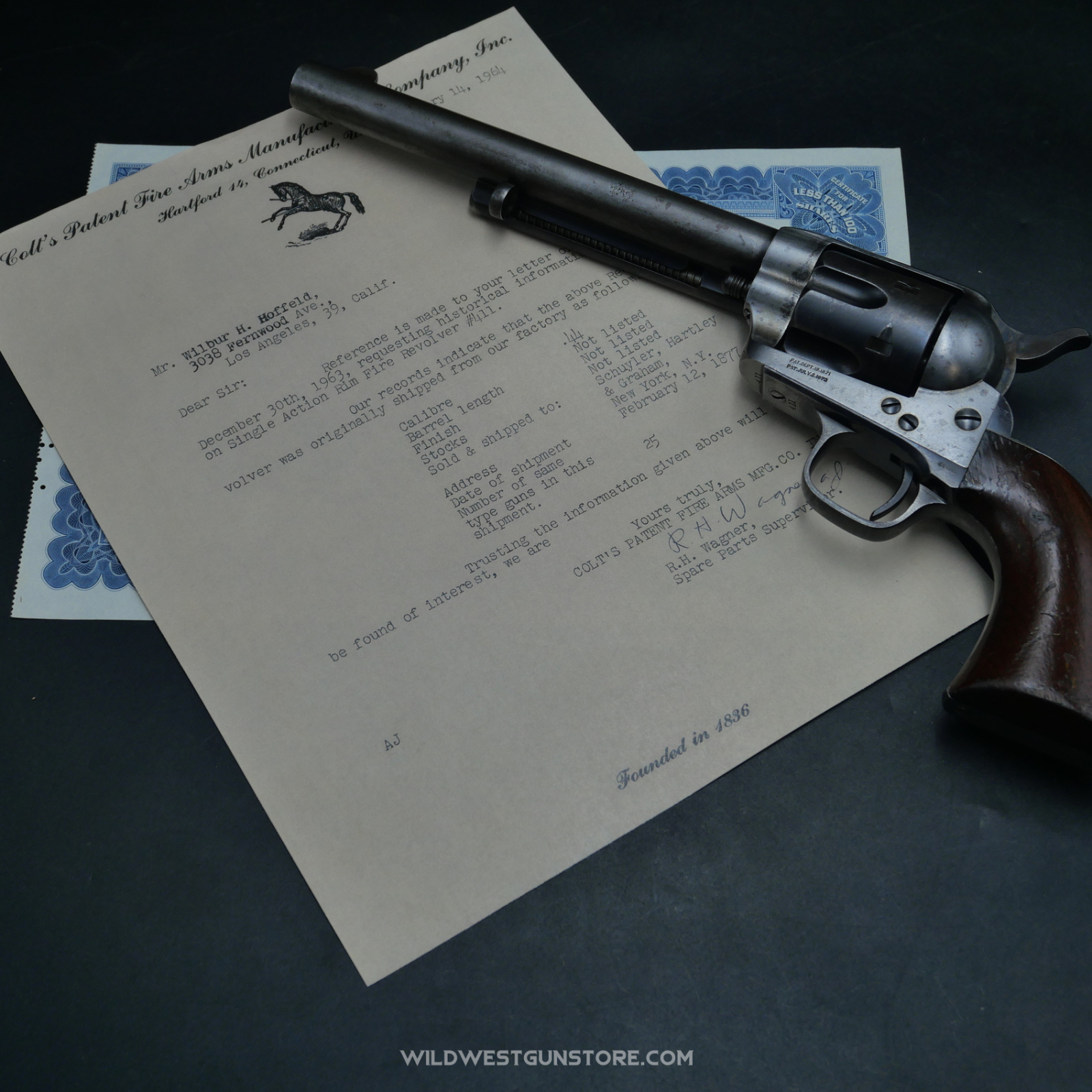 Revolver Colt Calibre .44 Rimfire De 1877 – Arme Historique Rare - Lettre Colt Archive – Image 17