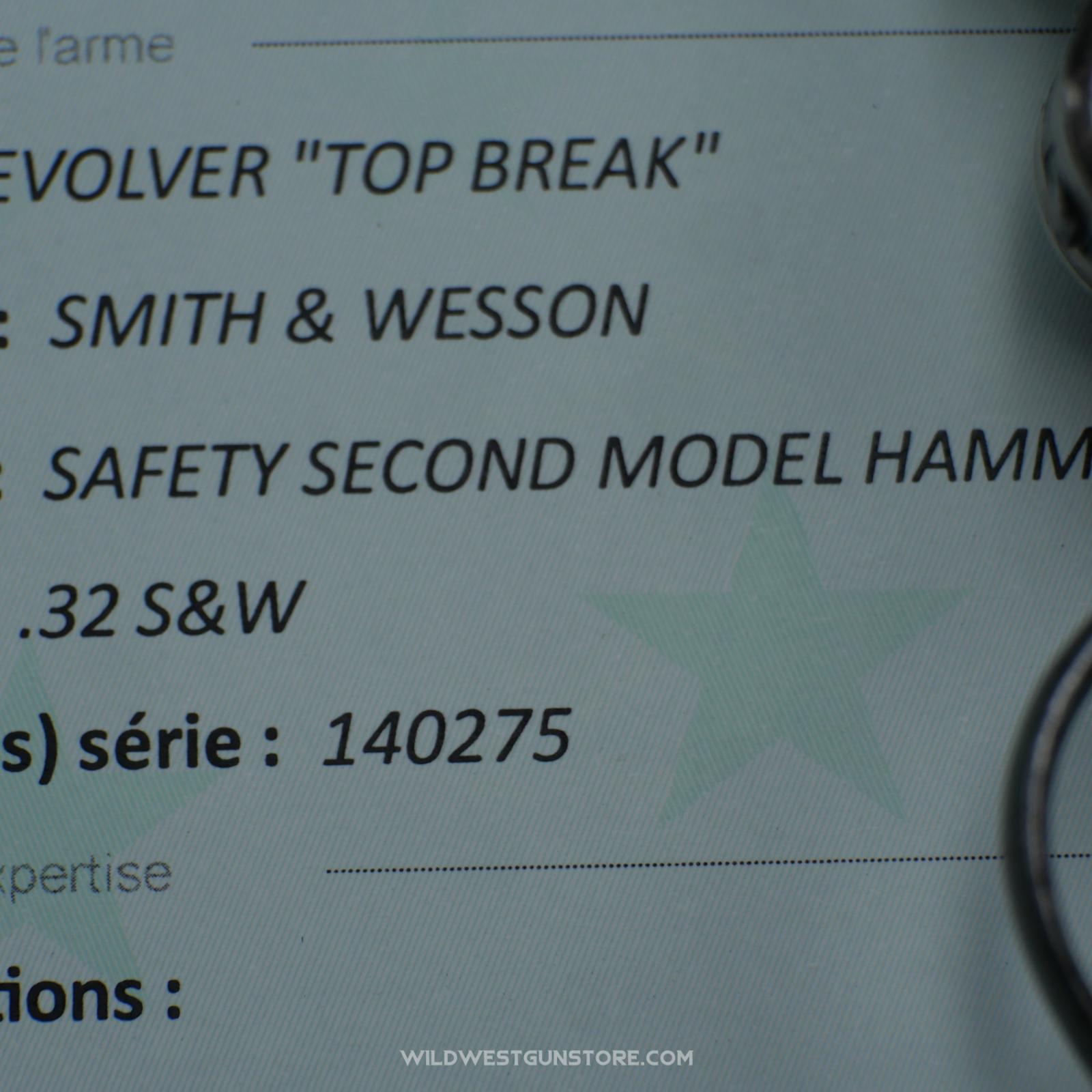 Revolver Smith Wesson 'Safety Bicycle' Hammerless 2nd Model Canon 2'' Calibre 32