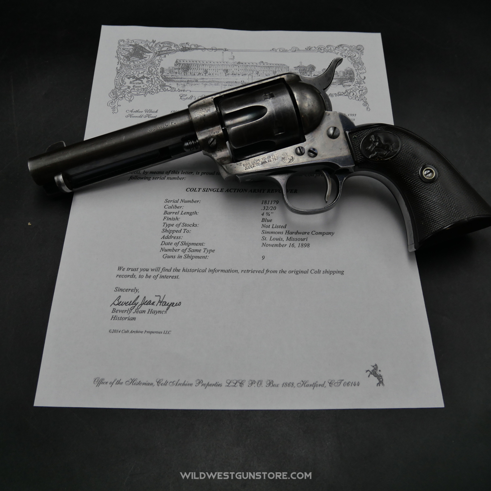 Colt SAA Smokeless Avec Jaspage D'origine Et Canon 32-20 Miroir