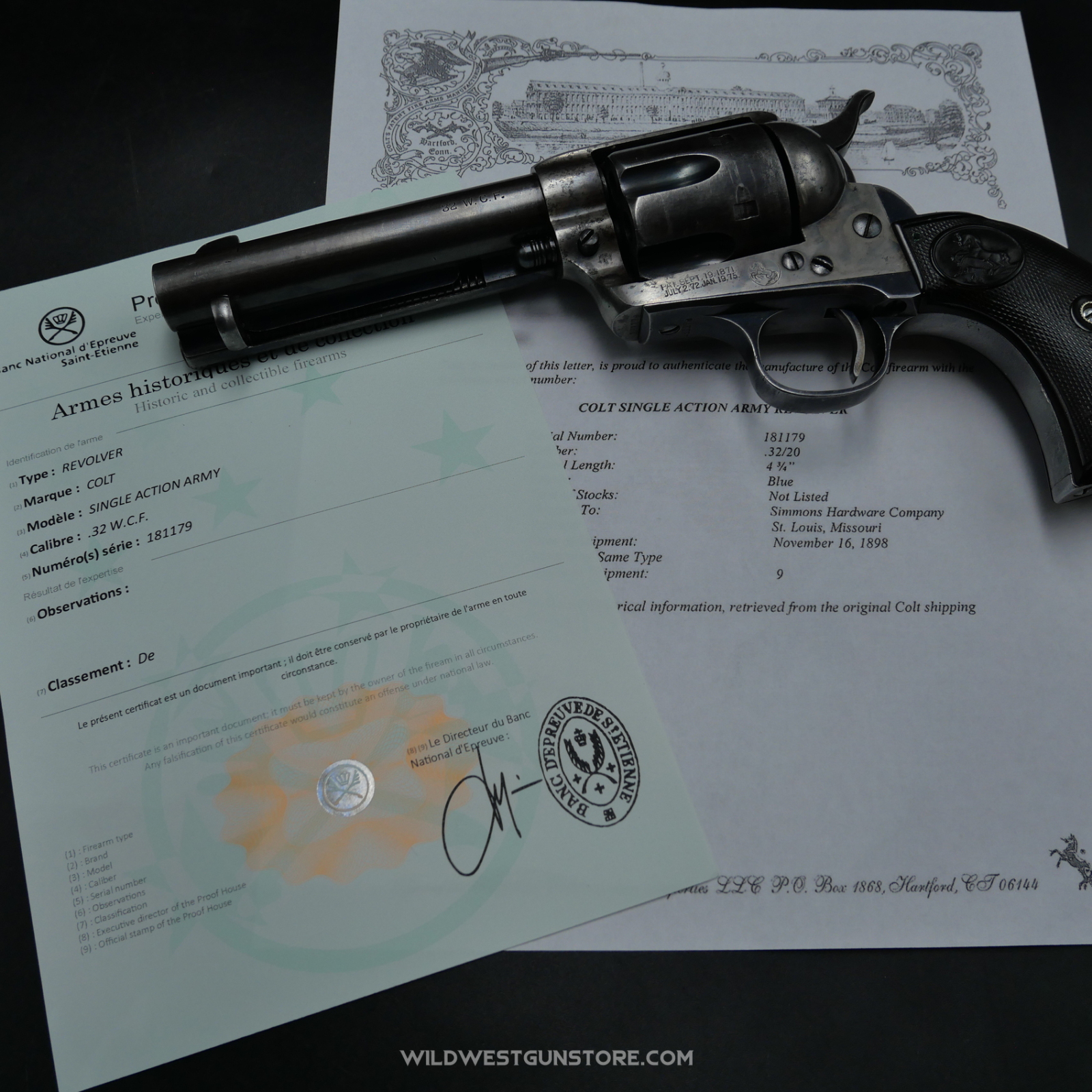 Colt SAA Smokeless Avec Jaspage D'origine Et Canon 32-20 Miroir