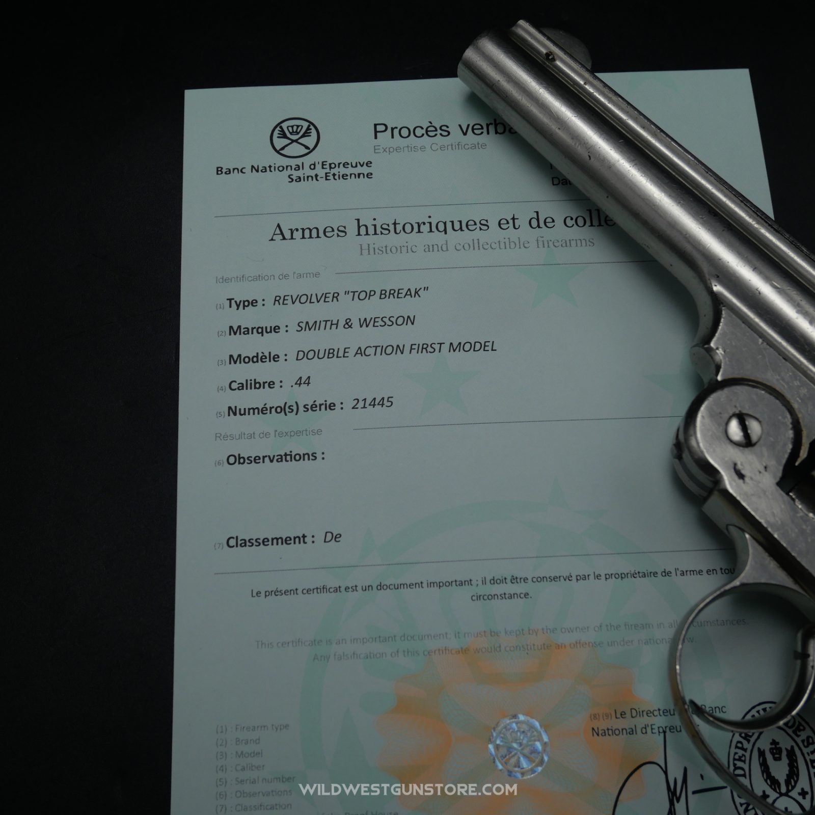 Revolver Smith & Wesson .44 Double Action First Model – Nickelage D’origine