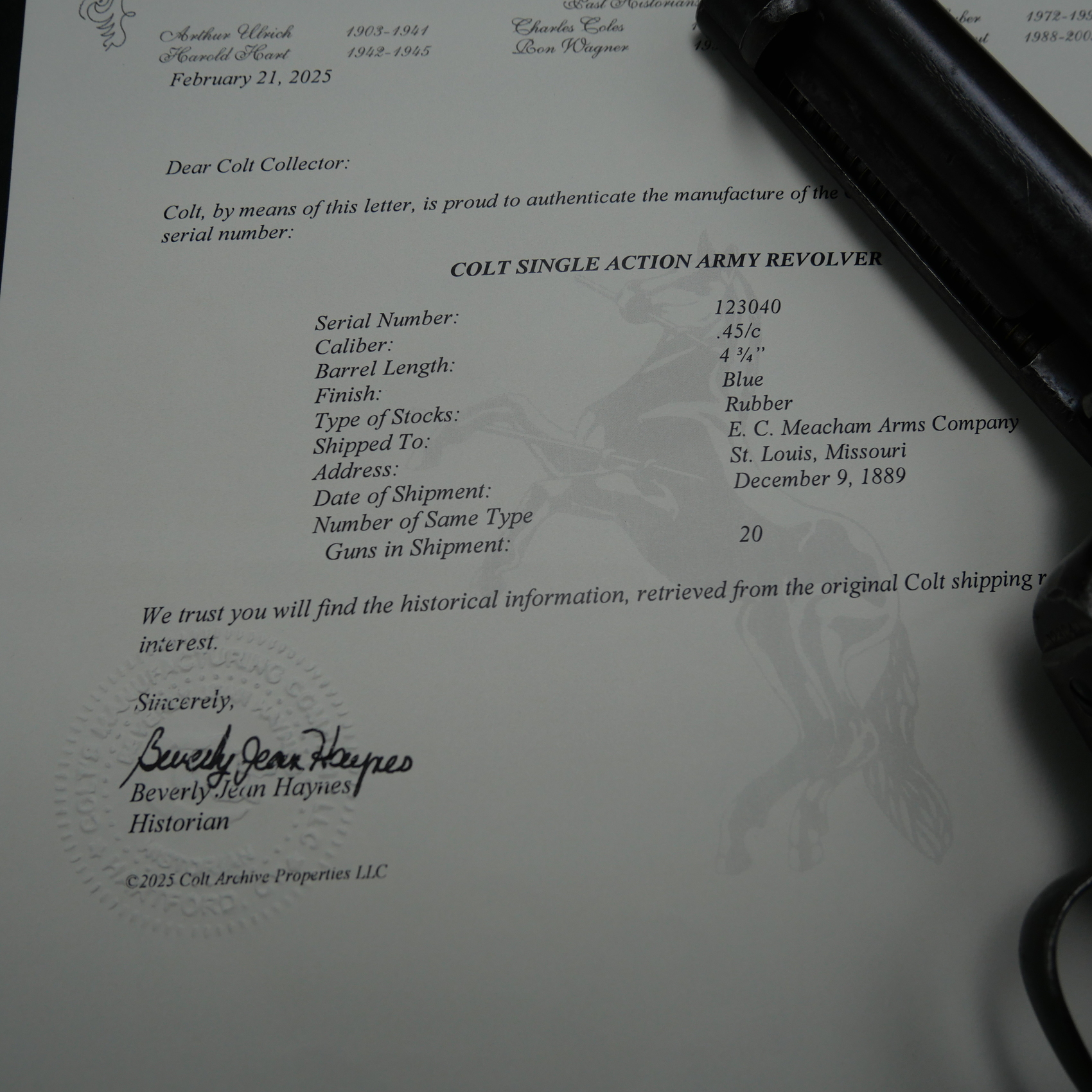 Colt Western Peacemaker calibre .45, excellente mécanique, lettre d'archive Colt – Image 2