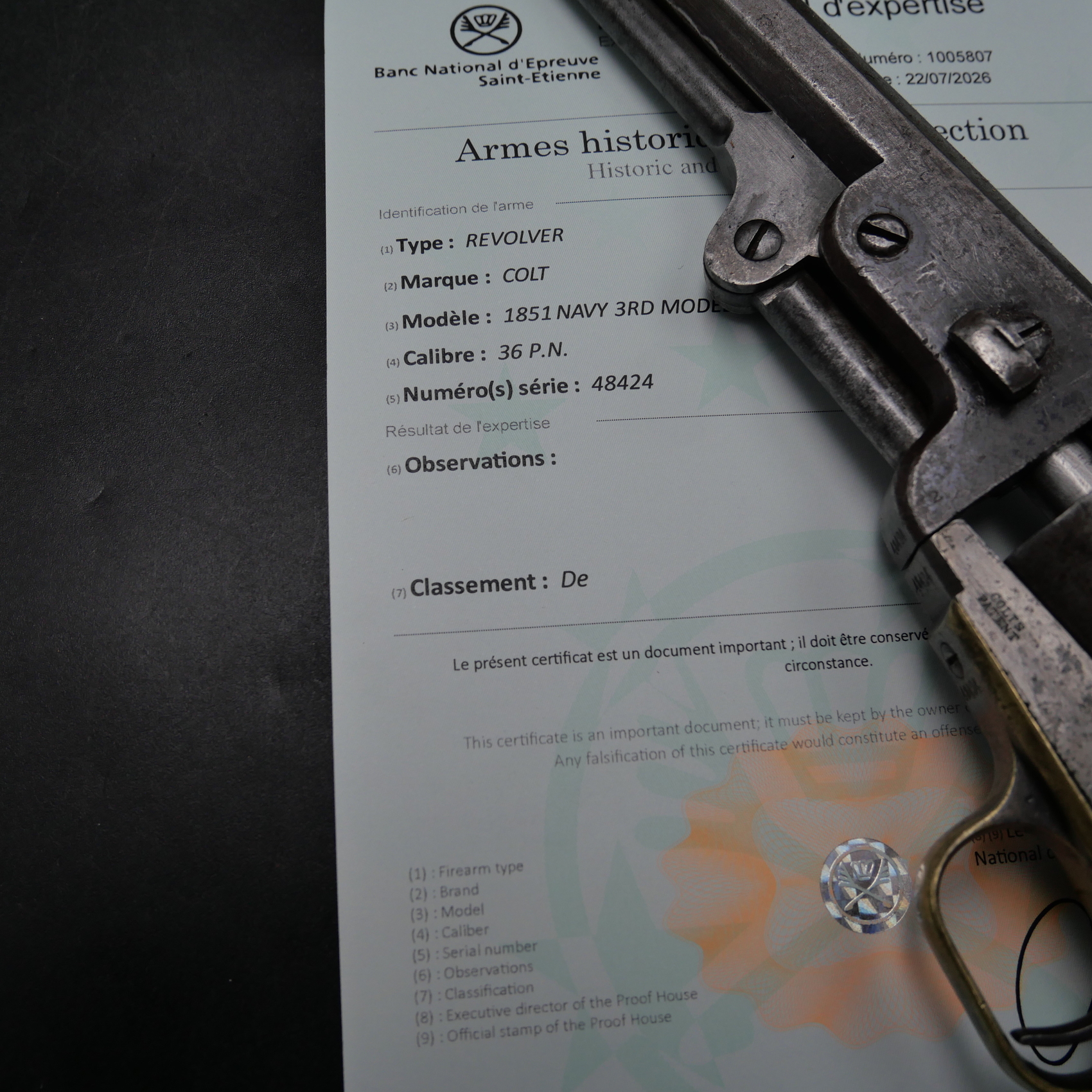 Colt 1851 Navy Belt Revolver Calibre .36 et son Holster – Image 12